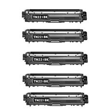 BROTHER TN-221BK 5 PACK COMBO BLACK GENERIC High Yield 2500 Pages for MFC-9130CW MFC-9330CDW M